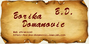 Borika Domanović vizit kartica